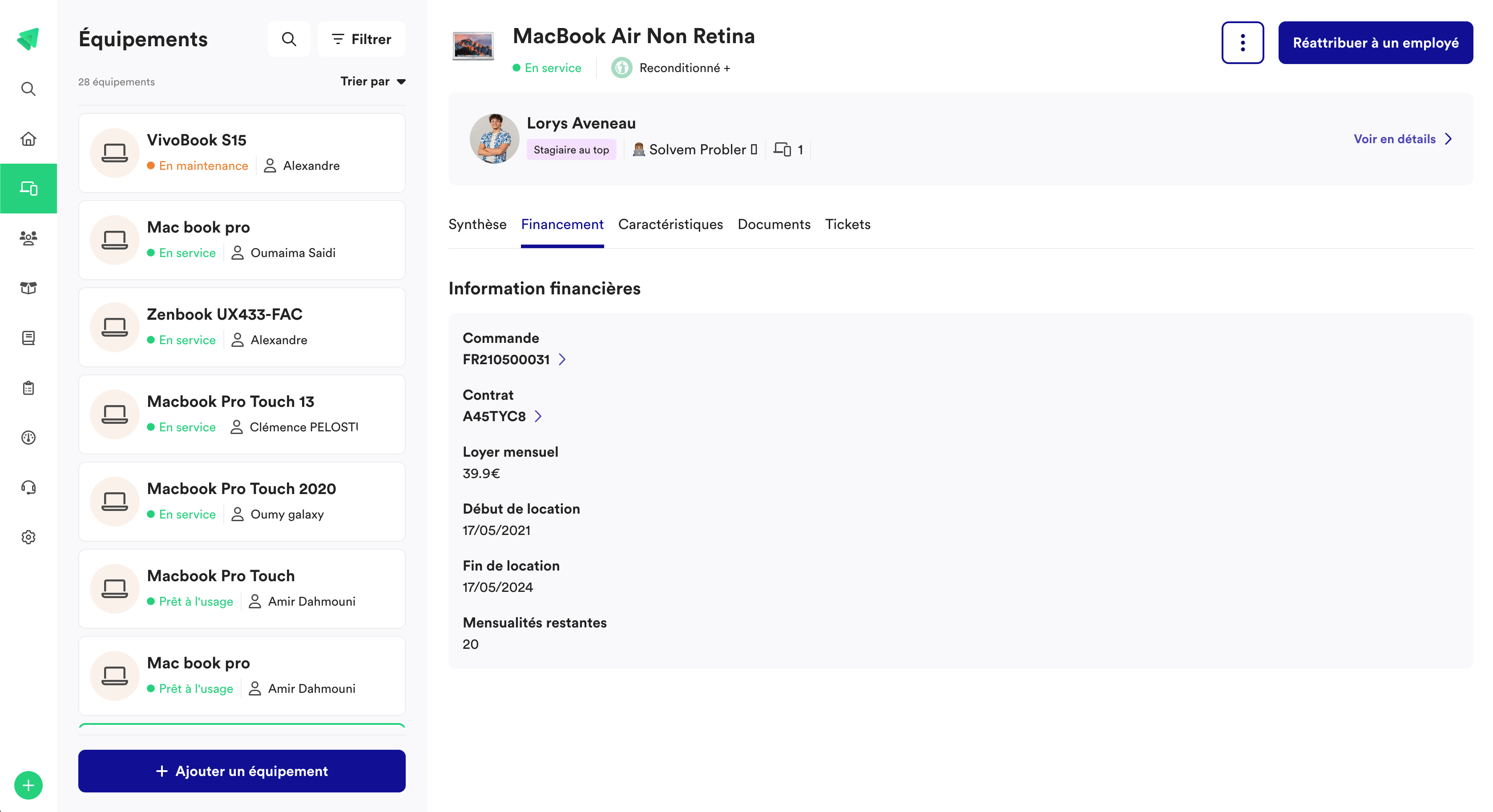 New Cockpit - Device financial info